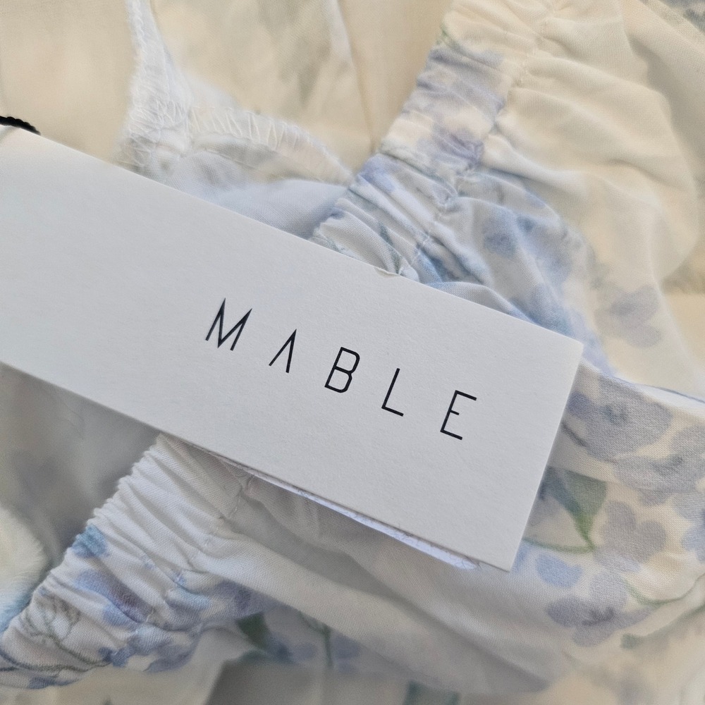 Mable NWT midi blue white floral dress medium cottage core fairy core - Picture 10 of 11